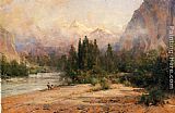 Thomas Hill Canvas Paintings - Bow River Gap at Banff, on Canadian Pacific Railroad